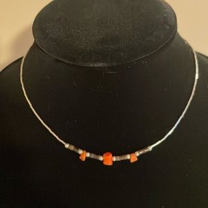 Mexican Red & Black Coral on a Sterling Silver Choker